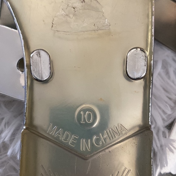 Rebecca Minkoff silver mirror T strap sandals - Picture 8 of 8